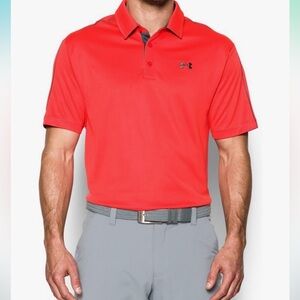 EUC Mens Under Armour red polo shirt sleeve shirt size small